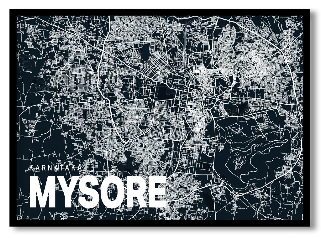 Blue poster map of mysore