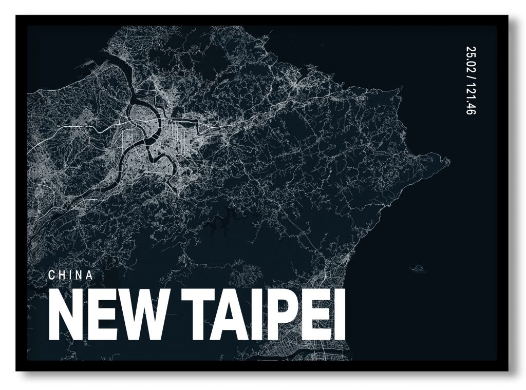 Blue poster map of new taipei