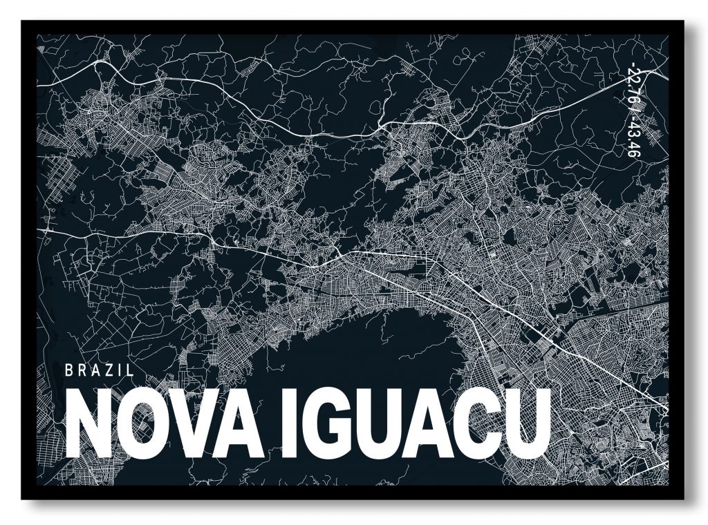Blue poster map of nova iguacu