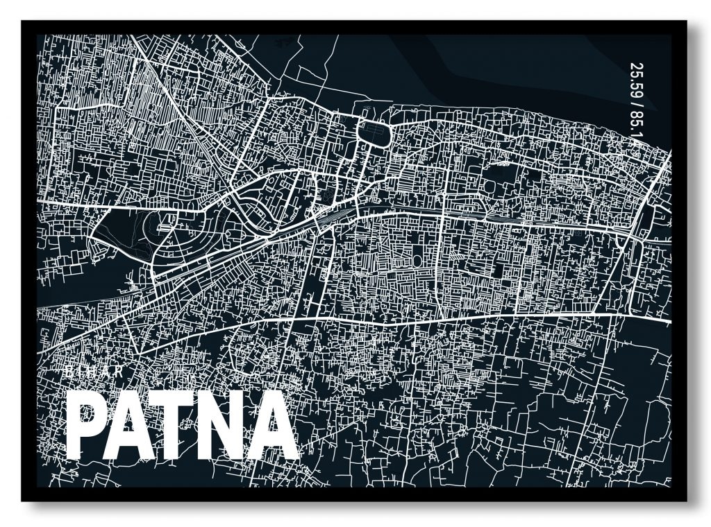 Blue poster map of patna