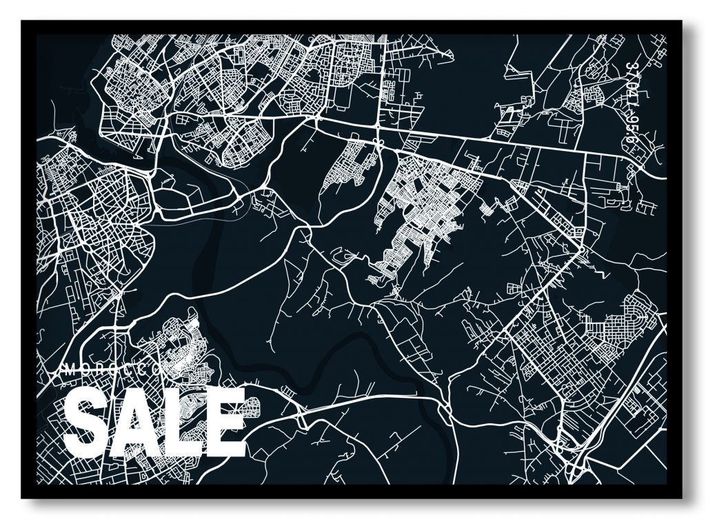 Blue poster map of sale
