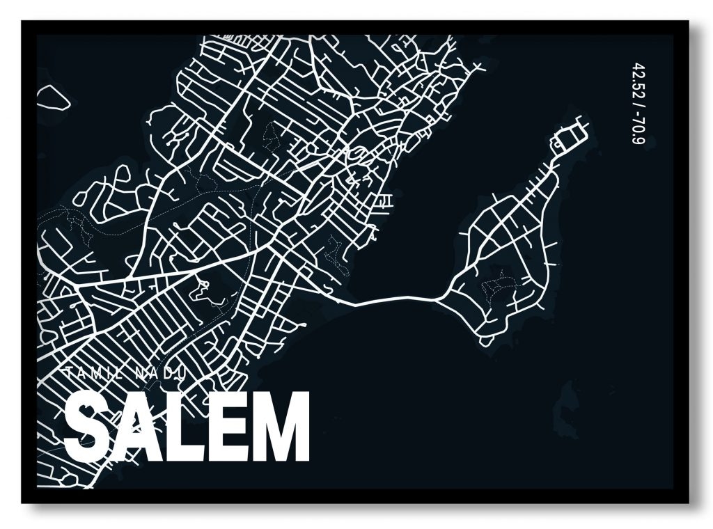 Blue poster map of salem