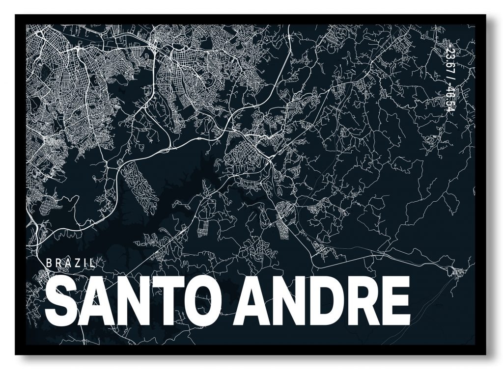 Blue poster map of santo andre