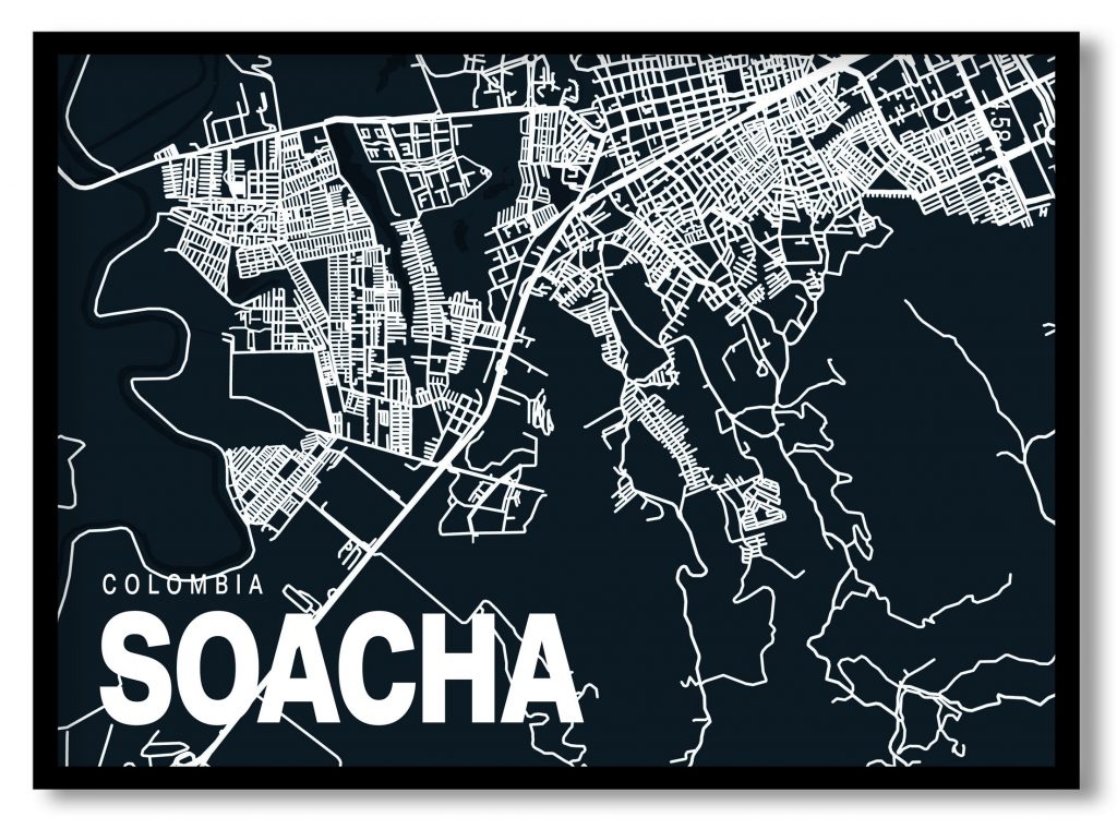Blue poster map of soacha