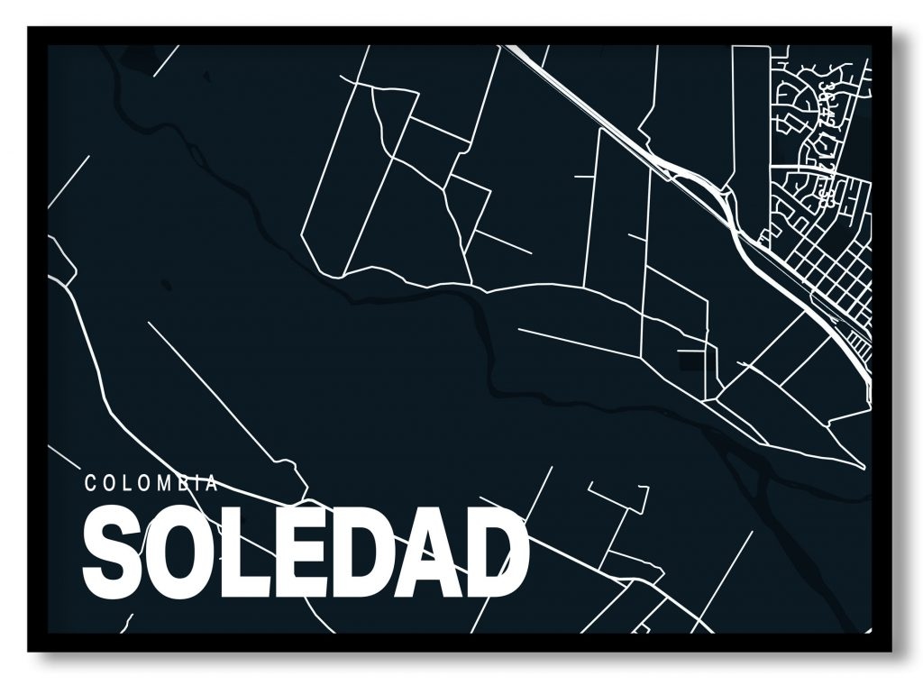 Blue poster map of soledad