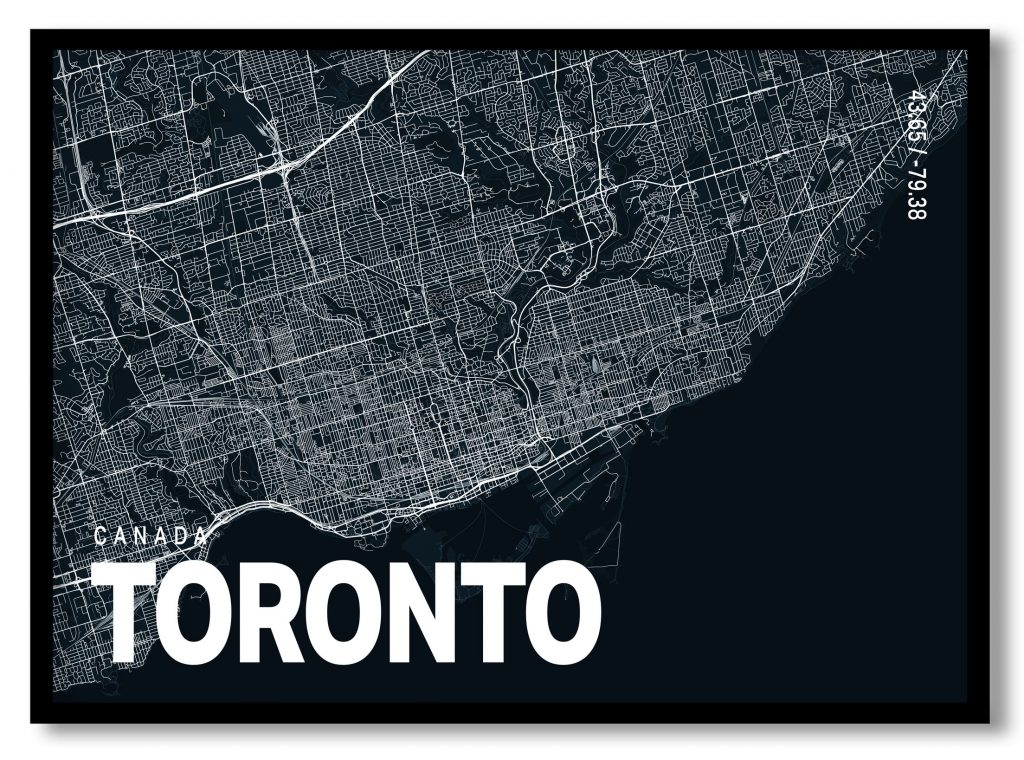 Blue poster map of toronto
