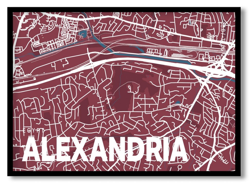 Red poster map of alexandria