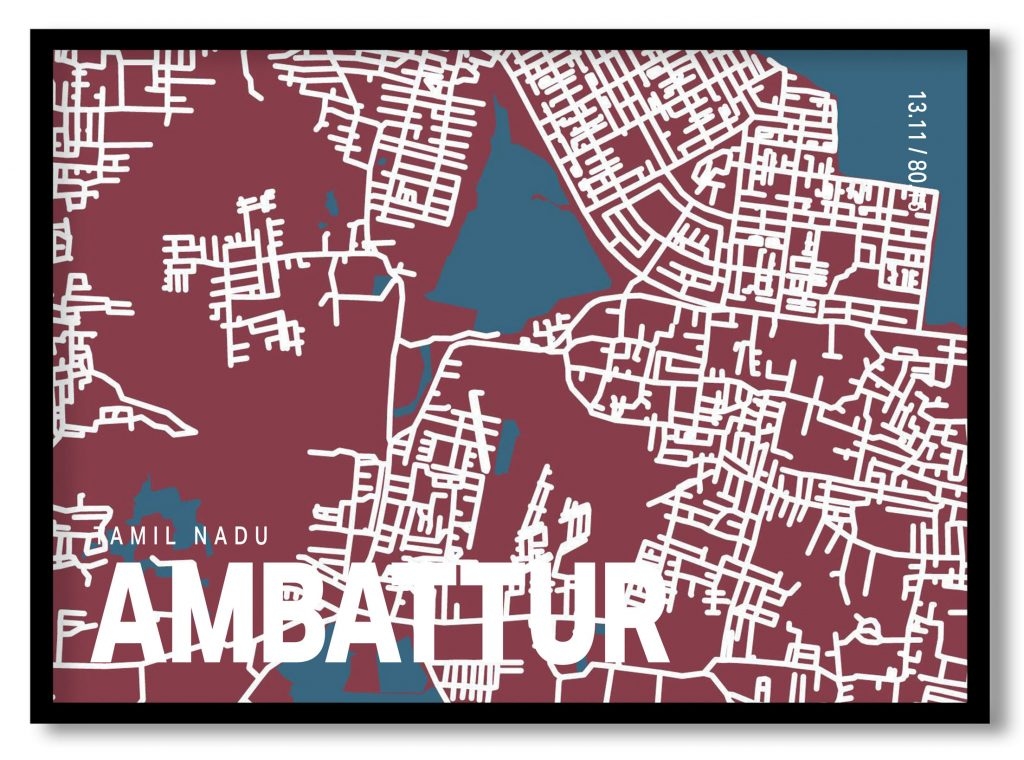 Red poster map of ambattur