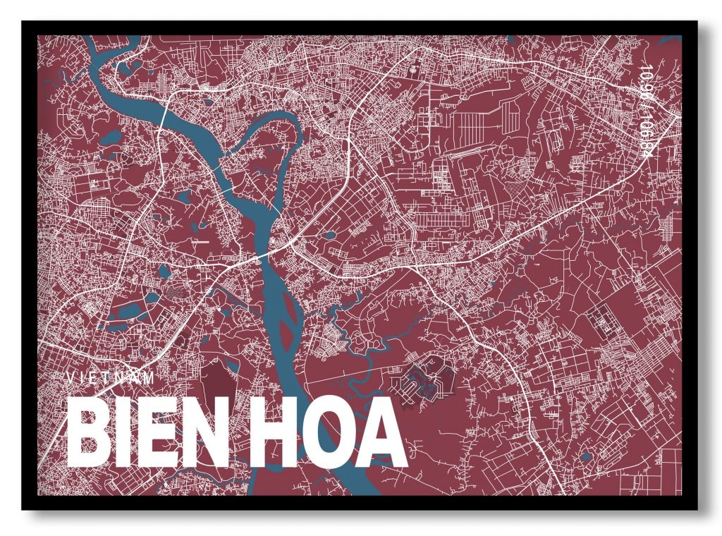 Red poster map of bien hoa