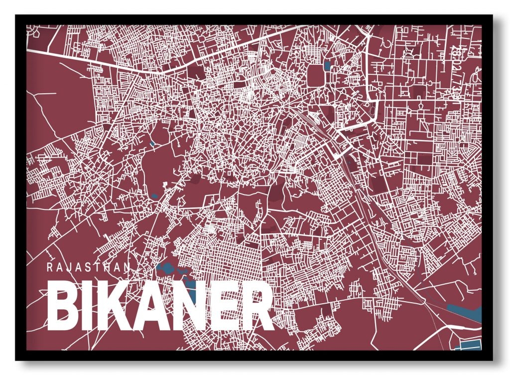 Red poster map of bikaner