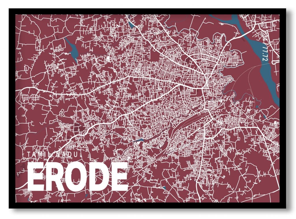 Red poster map of erode