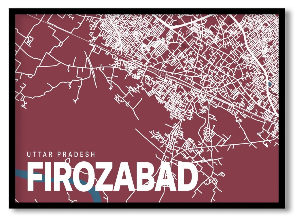 Red poster map of firozabad