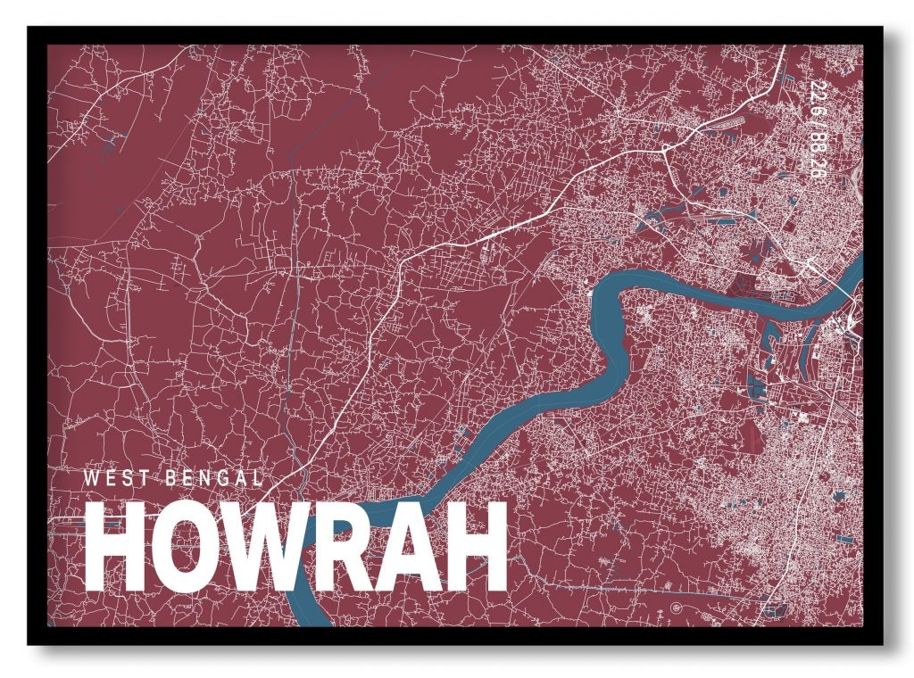 Red poster map of howrah