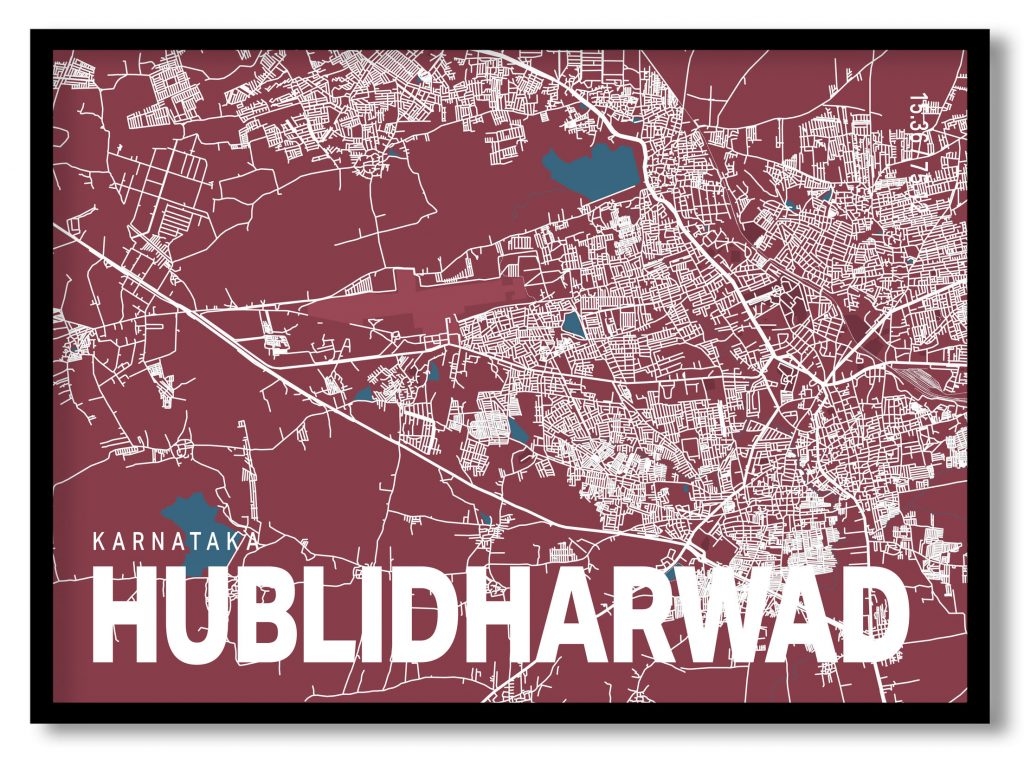 Red poster map of hublidharwad