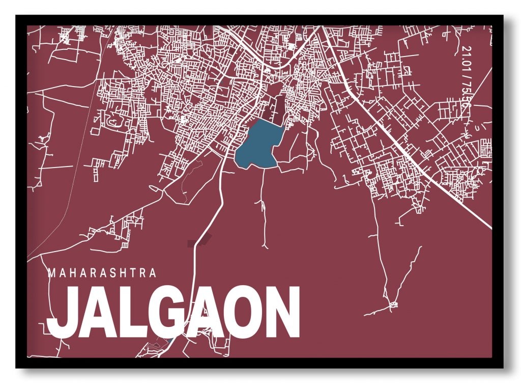 Red poster map of jalgaon