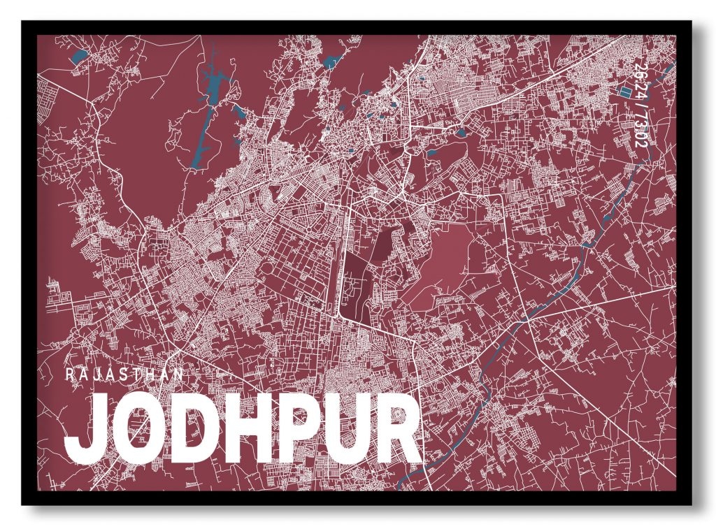Red poster map of jodhpur