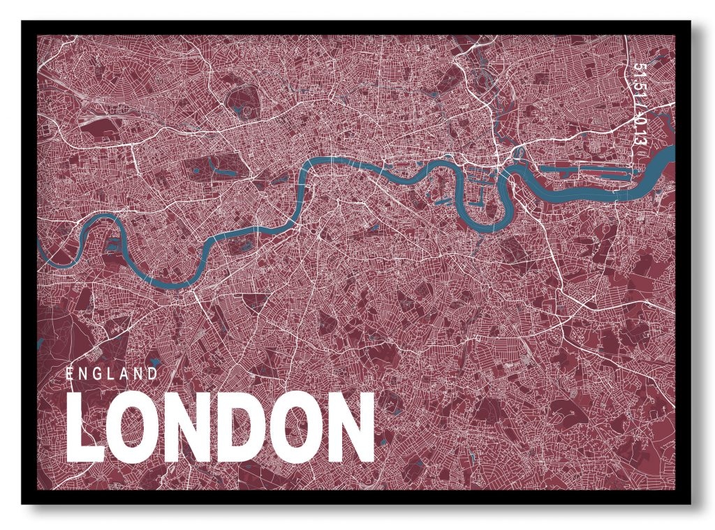 Red poster map of london