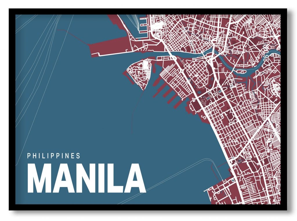 Red poster map of manila