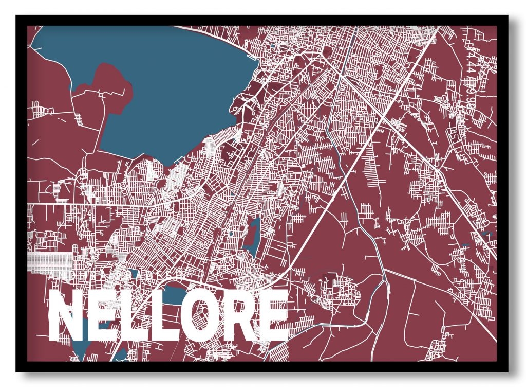 Red poster map of nellore