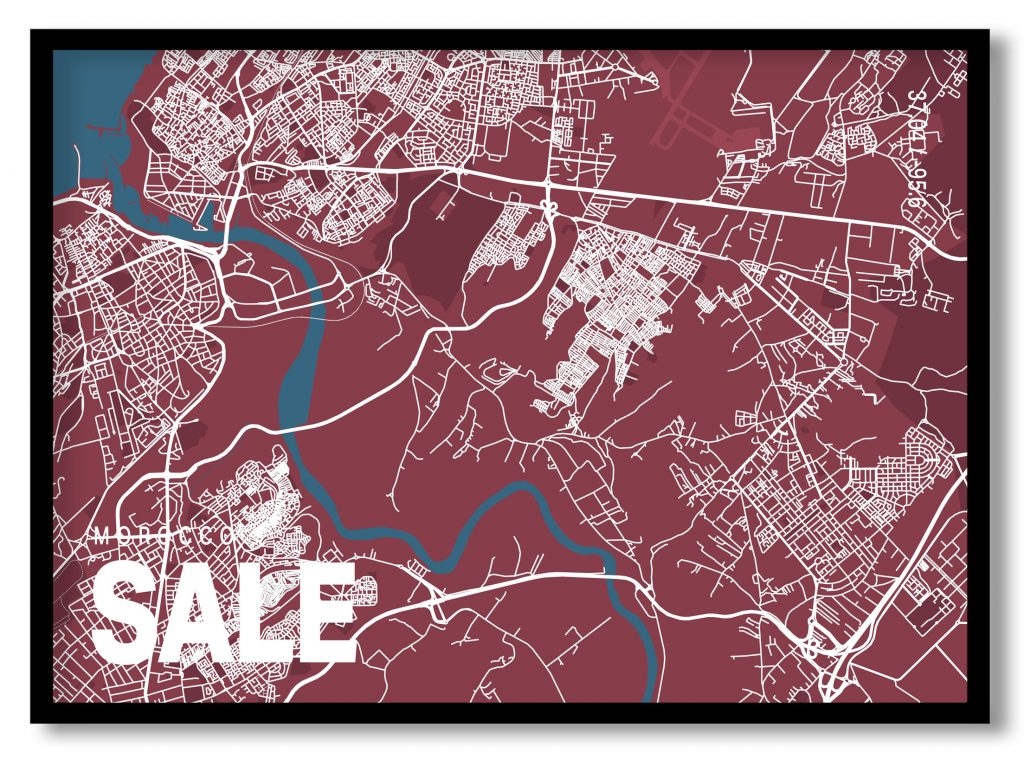 Red poster map of sale