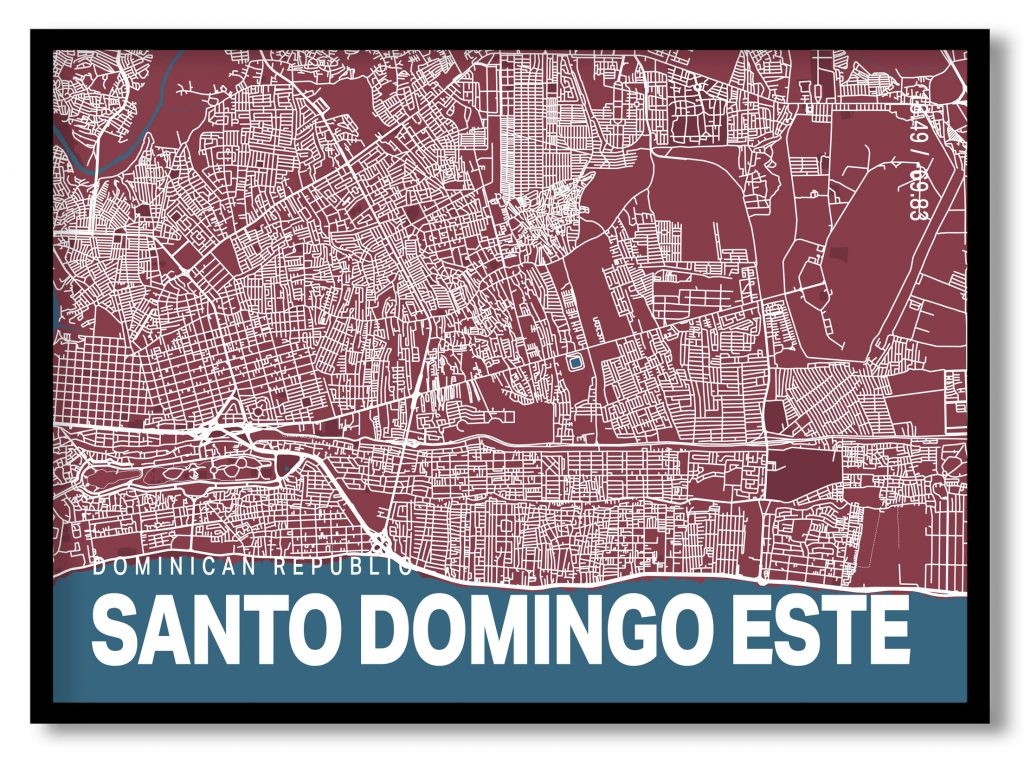 Red poster map of santo domingo este