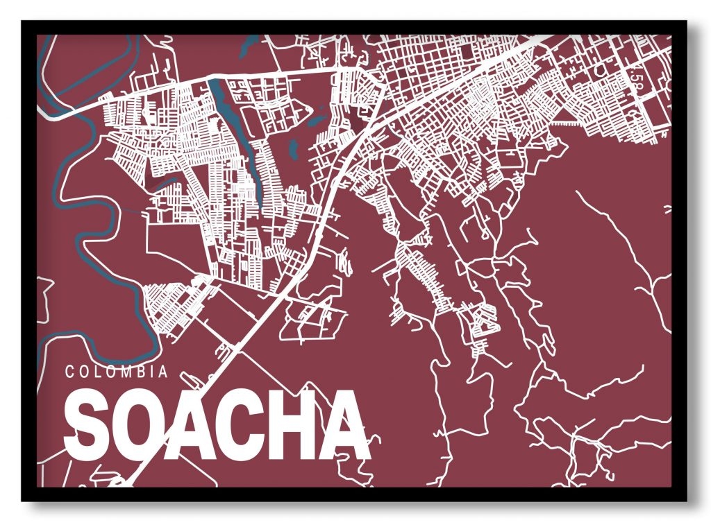 Red poster map of soacha