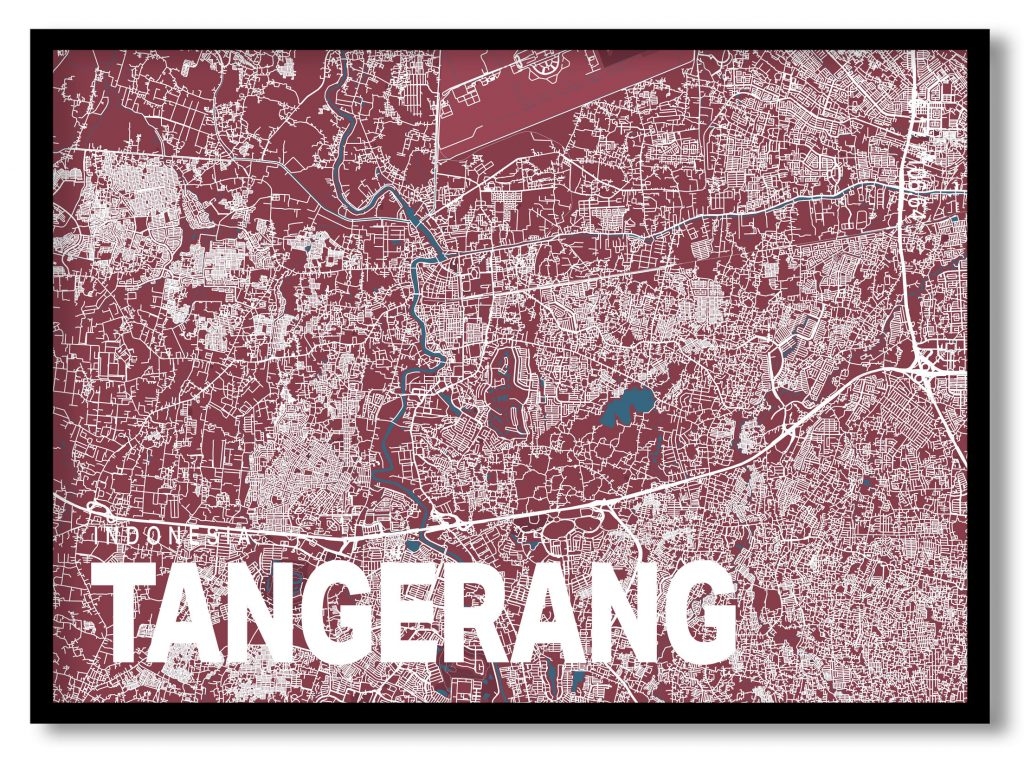 Red poster map of tangerang