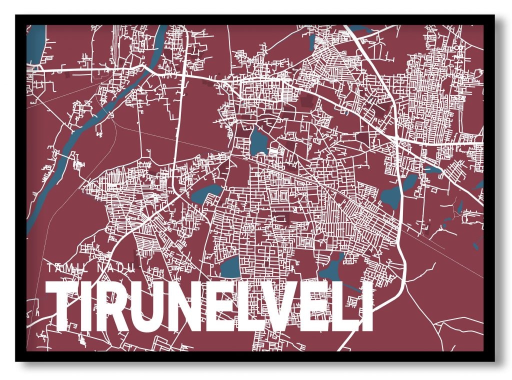 Red poster map of tirunelveli