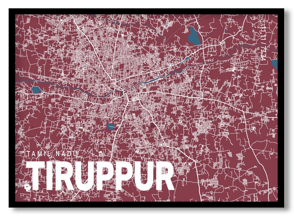 Red poster map of tiruppur