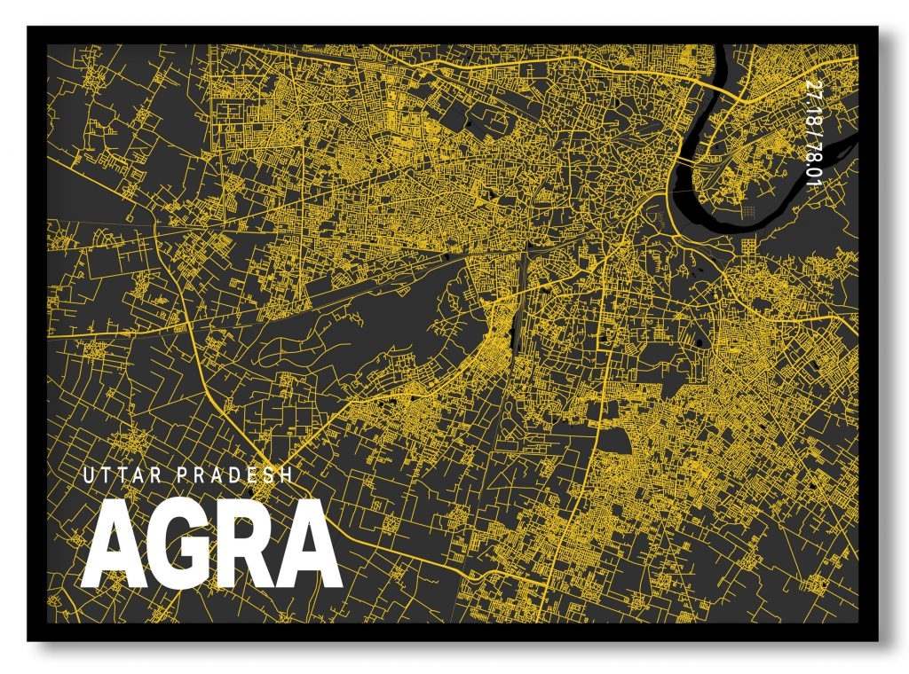 Yellow poster map of agra
