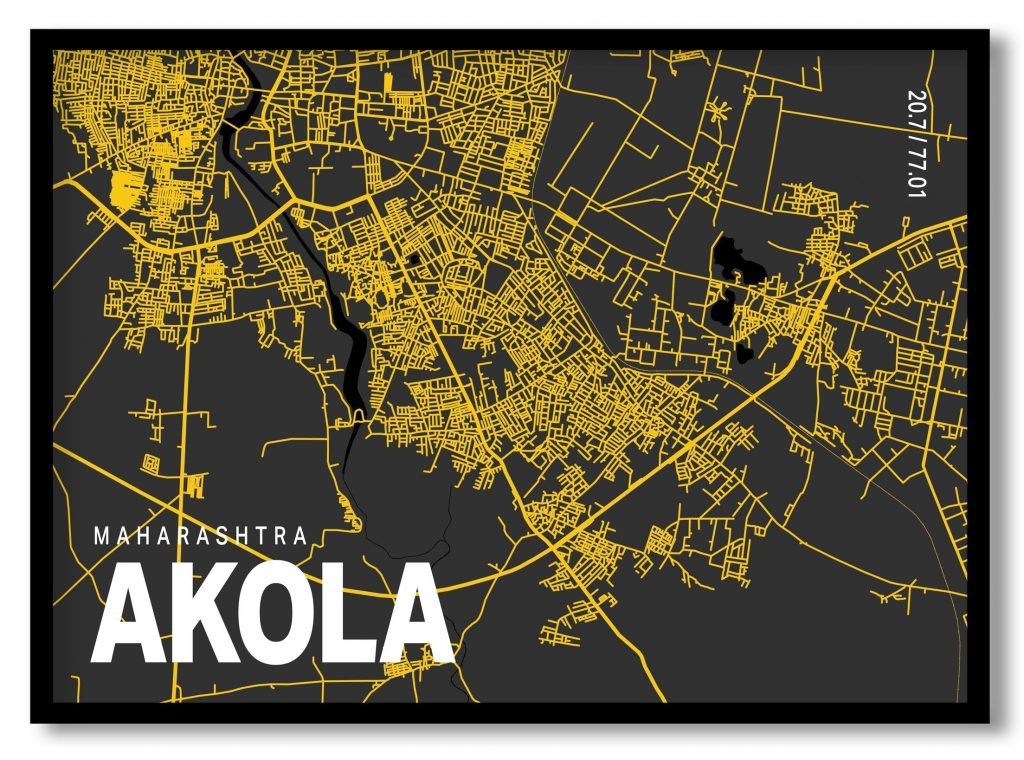 Yellow poster map of akola