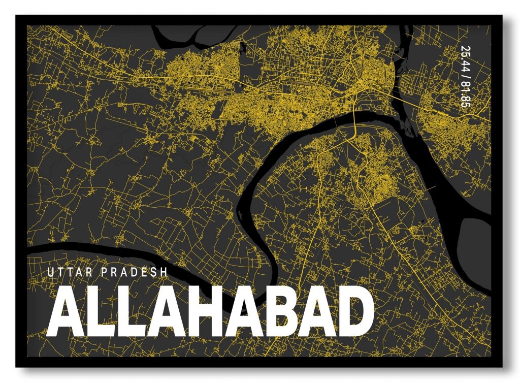 Yellow poster map of allahabad