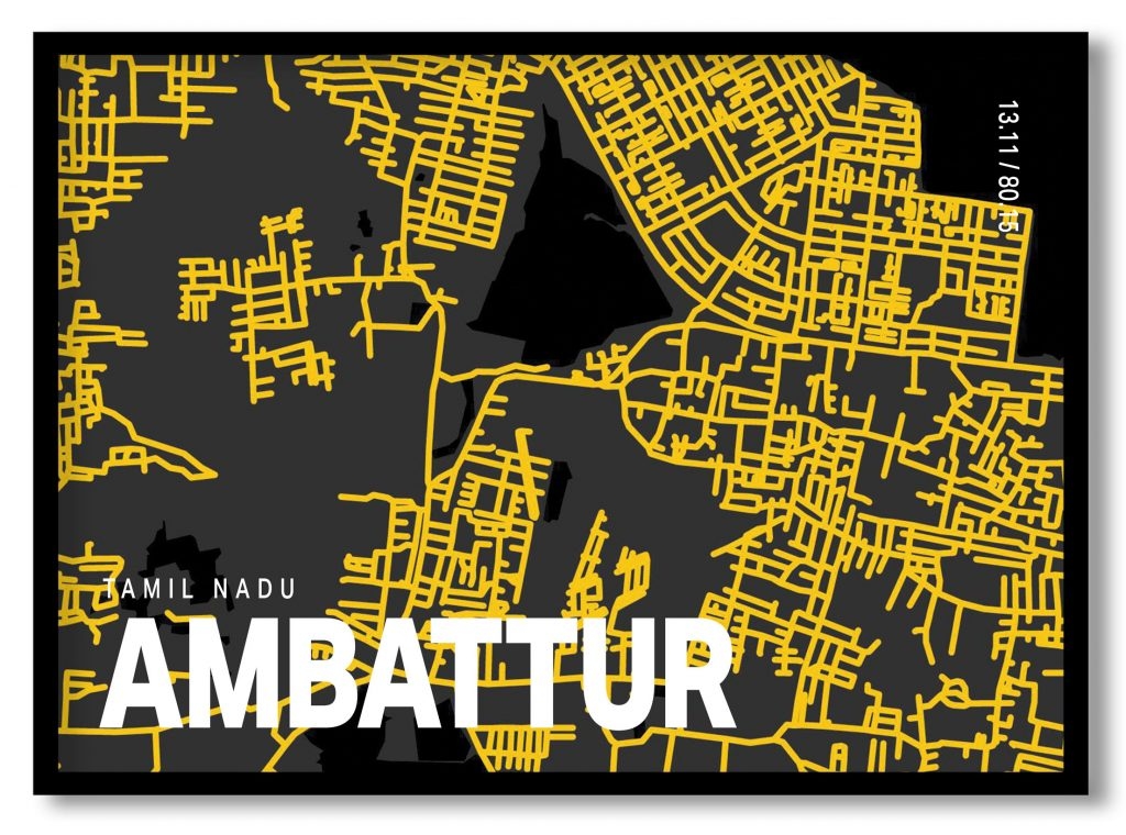 Yellow poster map of ambattur