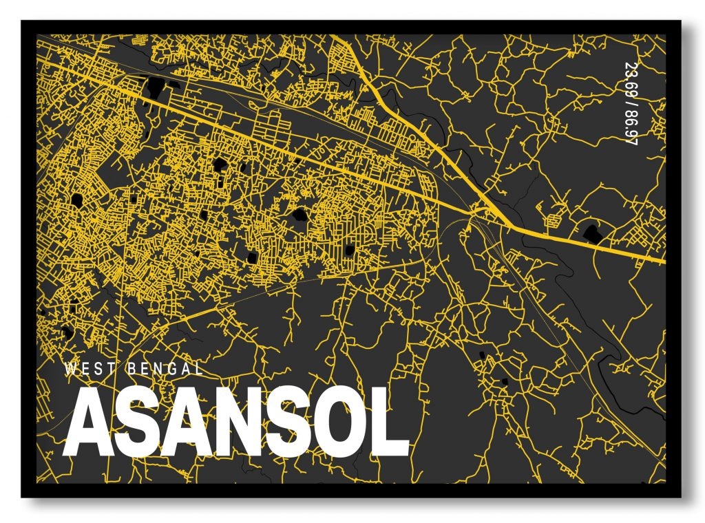 Yellow poster map of asansol