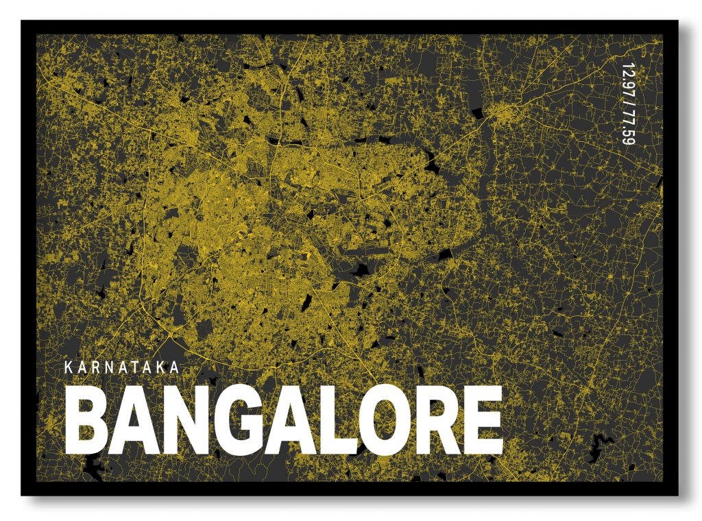 Yellow poster map of bangalore
