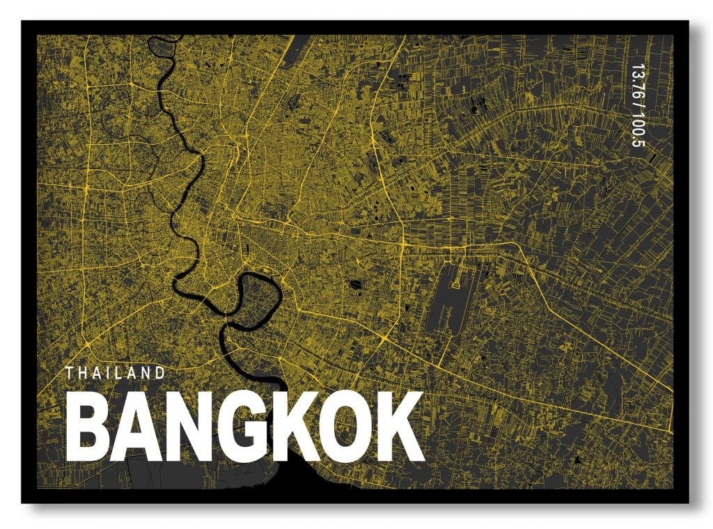 Yellow poster map of bangkok