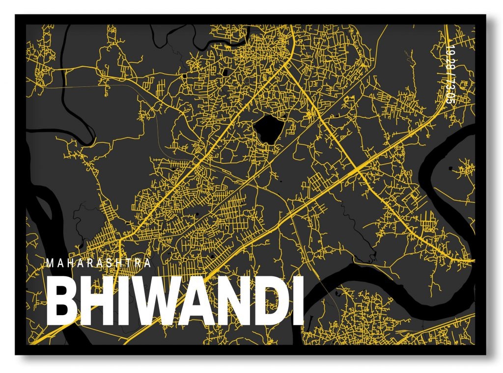 Yellow poster map of bhiwandi