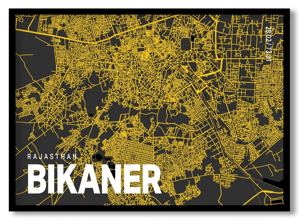 Yellow poster map of bikaner