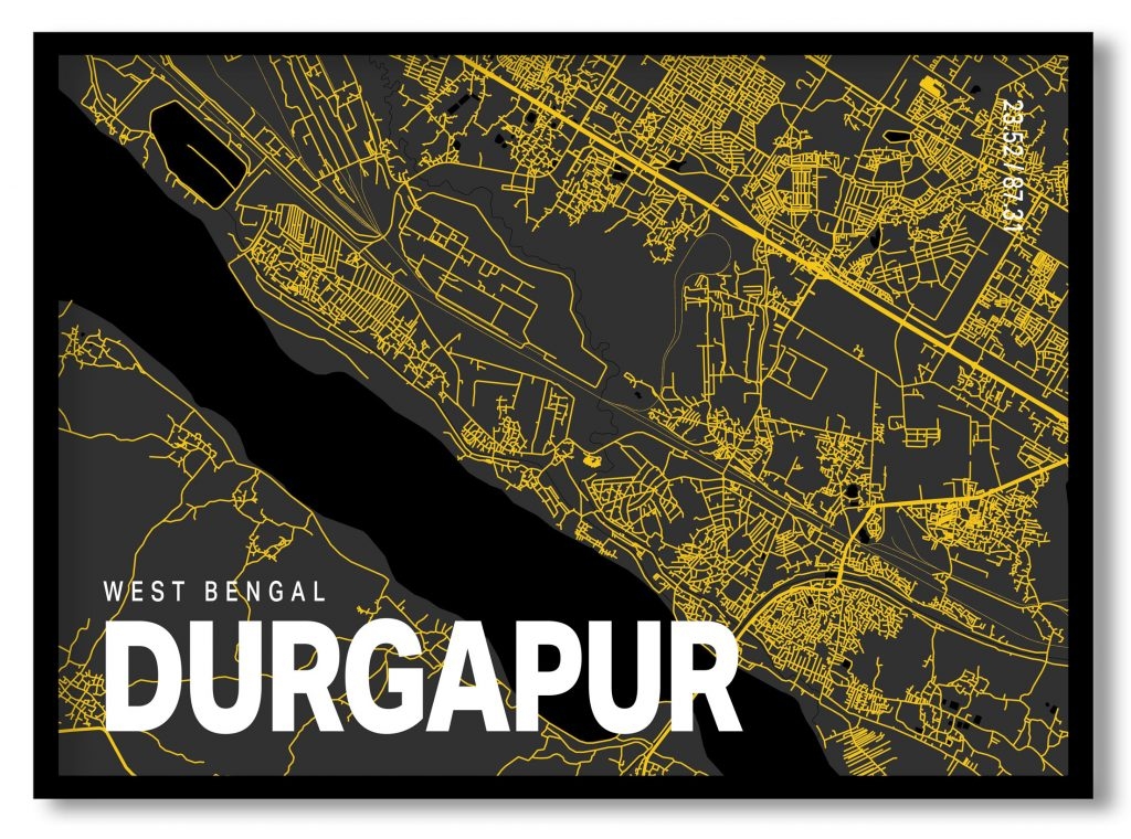 Yellow poster map of durgapur