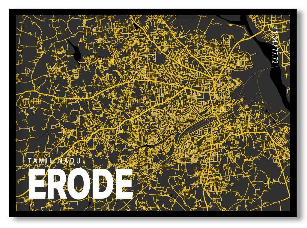 Yellow poster map of erode