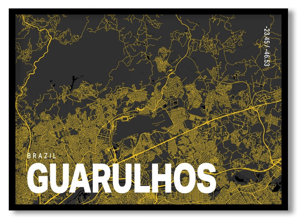 Yellow poster map of guarulhos