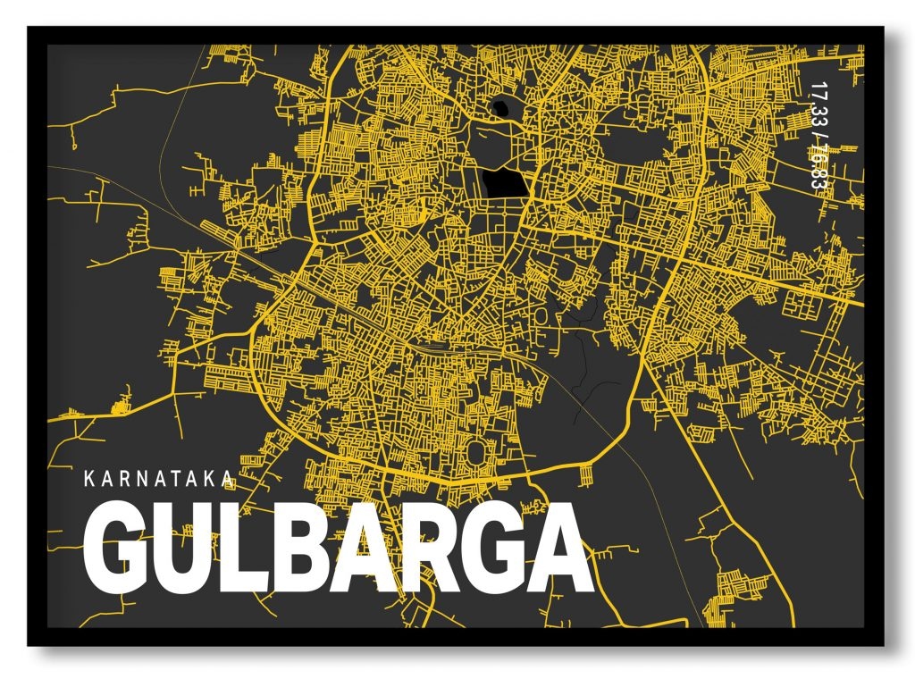 Yellow poster map of gulbarga