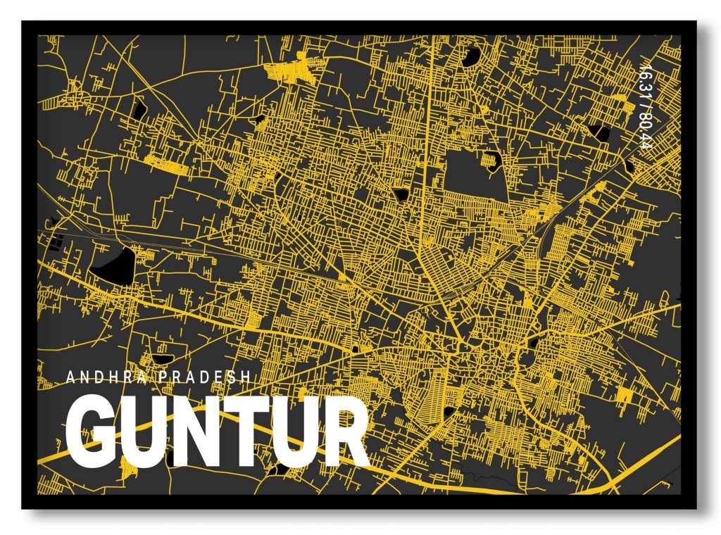Yellow poster map of guntur