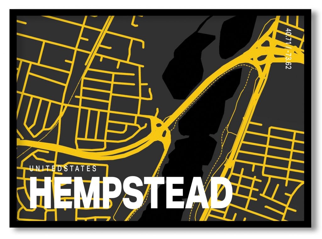 Yellow poster map of hempstead