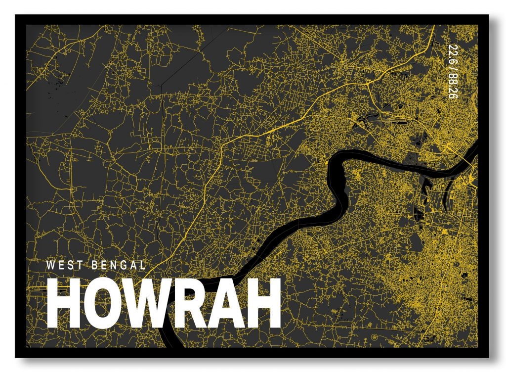 Yellow poster map of howrah