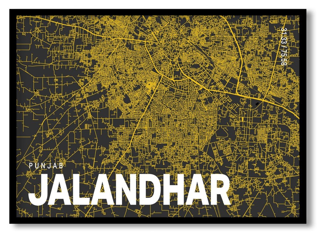 Yellow poster map of jalandhar
