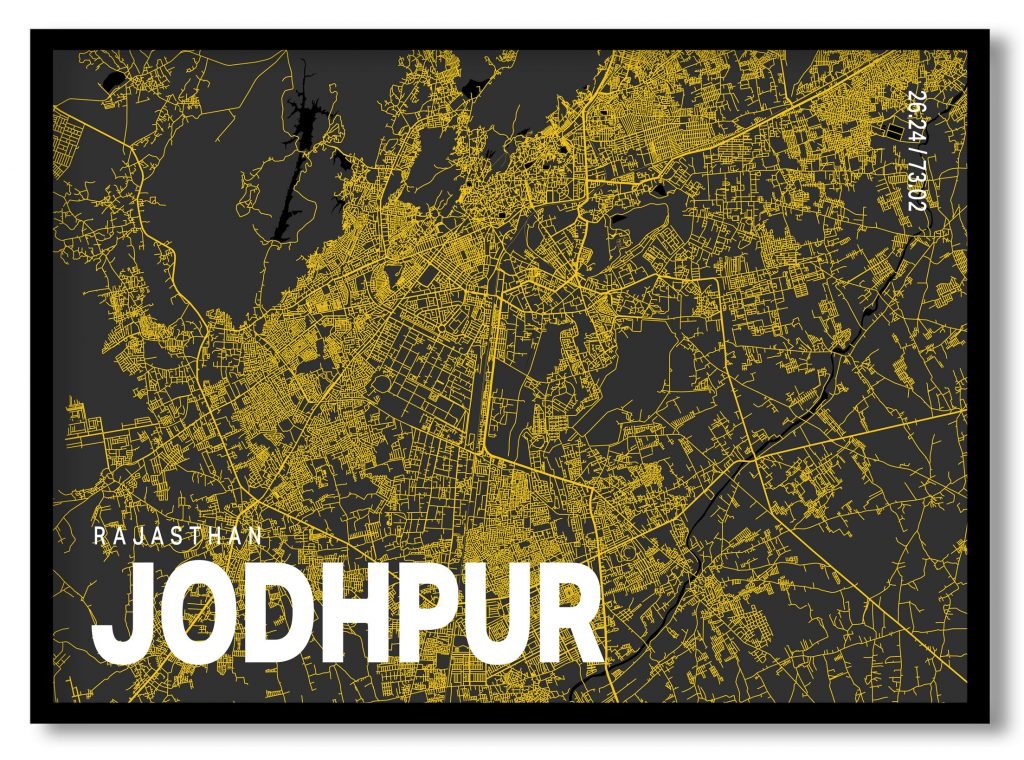 Yellow poster map of jodhpur