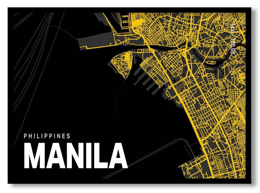 Yellow poster map of manila