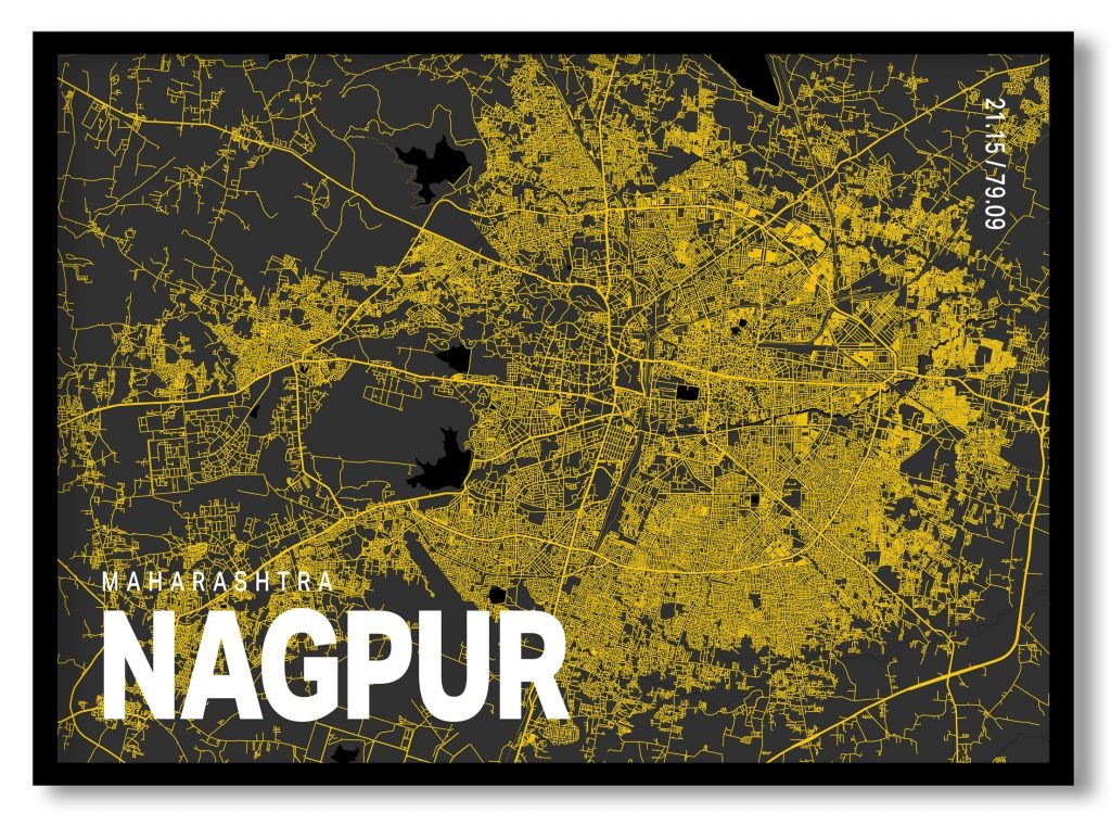 Yellow poster map of nagpur