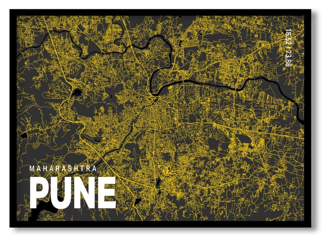 Yellow poster map of pune